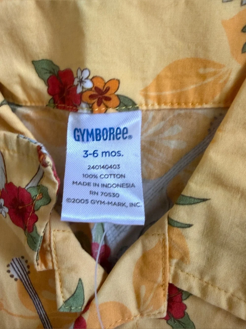 Gymboree Surf Island Pineapple Tropical Yellow Hawaiian Shirt Size 3-6 month NEW